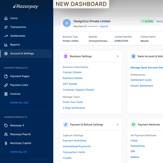 Razorpay Dashboard