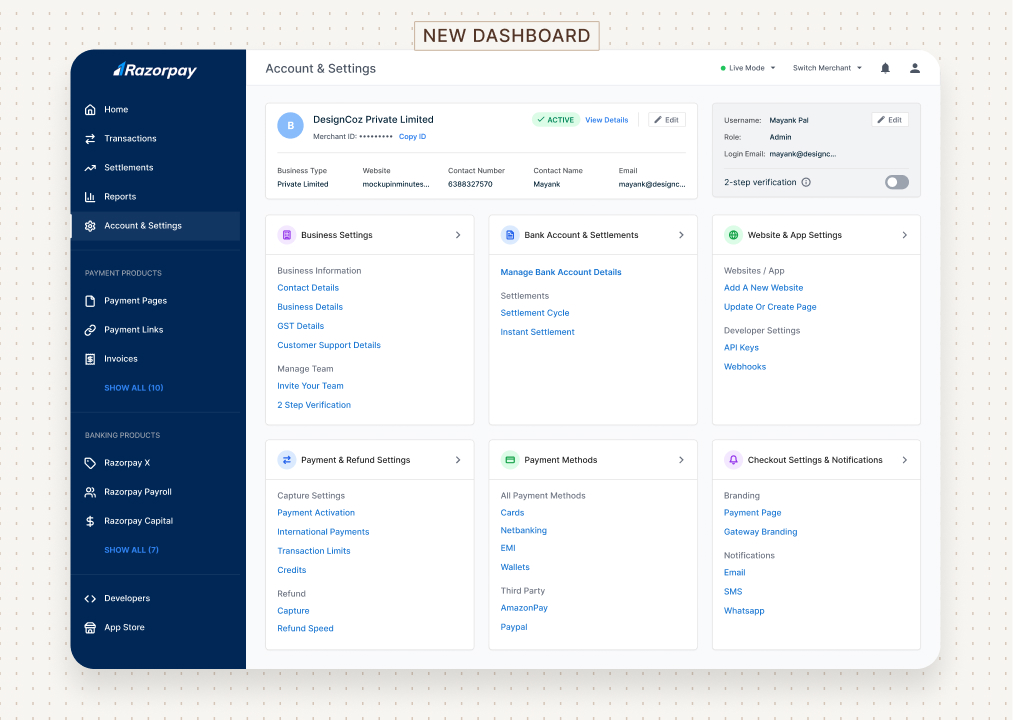 Razorpay Dashboard