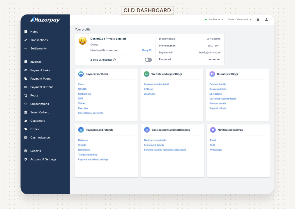 Razorpay Dashboard